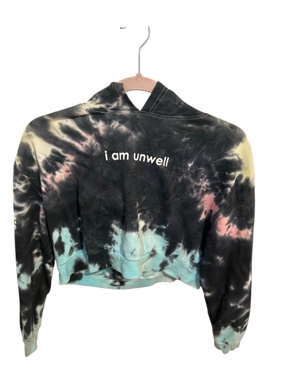 CALL HER DADDY: Tie-Dye Cropped Hoodie “I am Unwell”